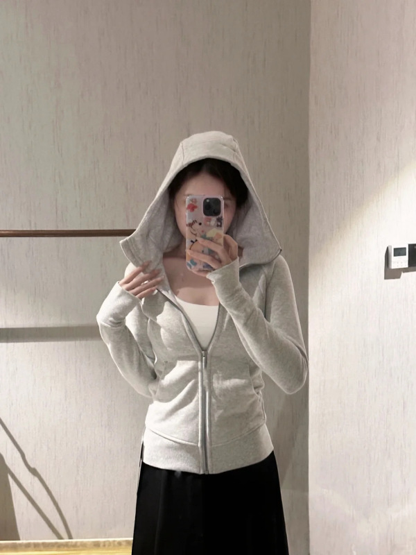 山东即墨卫衣上衣女韩版巨好看2025新款连帽小个子显瘦外套女秋|undefined