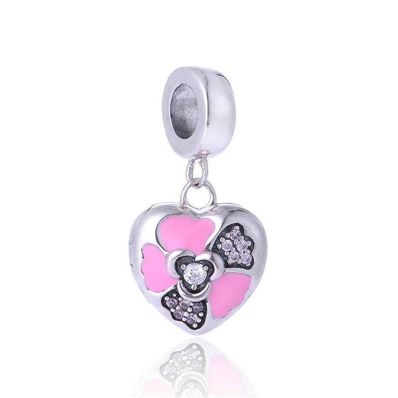 1 Pièce Sucré Lettre Forme De Cœur Argent Sterling Incruster Pendentif Bijoux Accessoires display picture 12