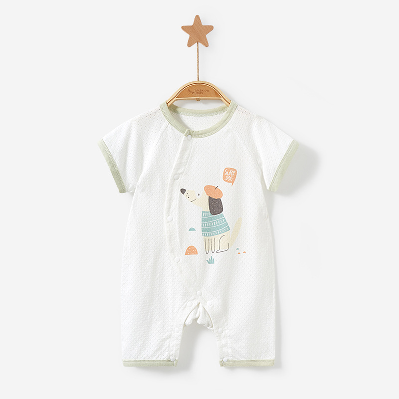 Mono del bebé recién nacido verano manga corta pijamas de algodón fino los hombres y las mujeres mameluco traje ropa