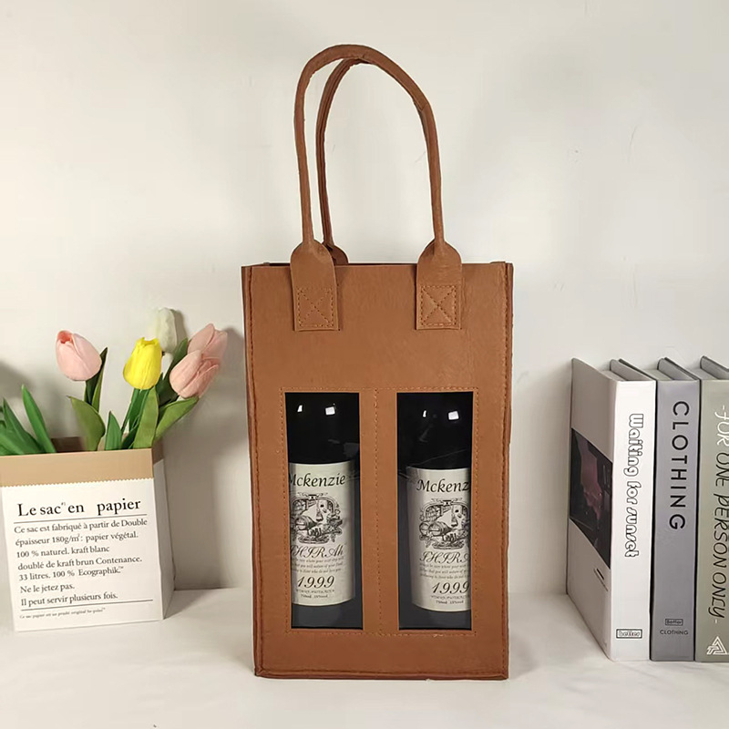 Filz Weintasche aus Filz mit Griff, Rotweingift-Box, Flaschenweintasche zum Tragen, faltbar, tragbar, Geschenktasche zur Aufbewahrung