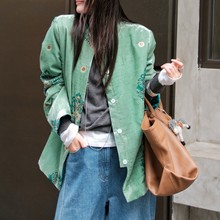 25秋冬新款轻奢奢华贵气拼色孔雀绿丝绒加厚棉服外套192