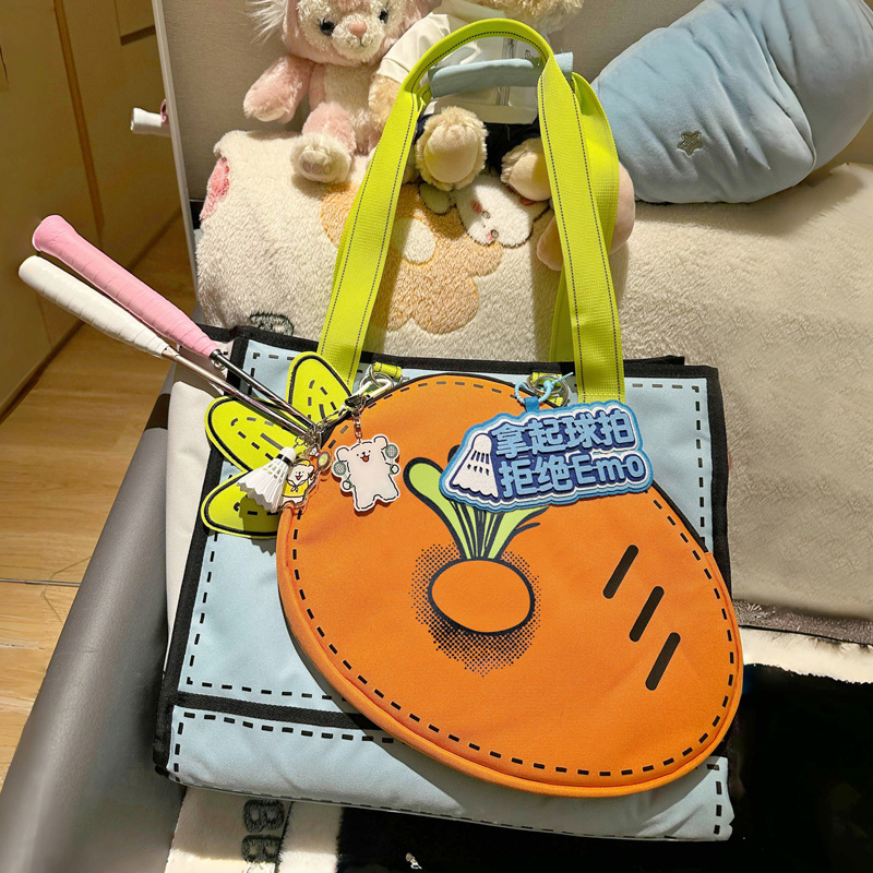 2025 Sports Badminton Tennis Racquet Bag Radish 3D Tote Bag Commuter Large Capacity Shoulder Bag Cute Handbag