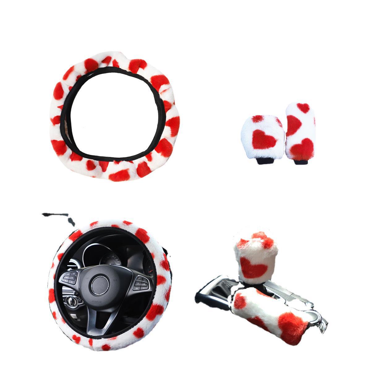 Sin anillo interior amor imitación conejo felpa elástica nueva cubierta del volante conjunto de dos piezas de tres piezas transfronterizas Amazon venta rápida