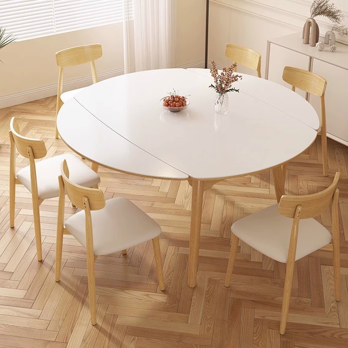 Cremoso viento nórdico madera maciza mesa telescópica nórdico pequeño hogar roca placa cuadrada redonda de doble uso japonés tabla de registro