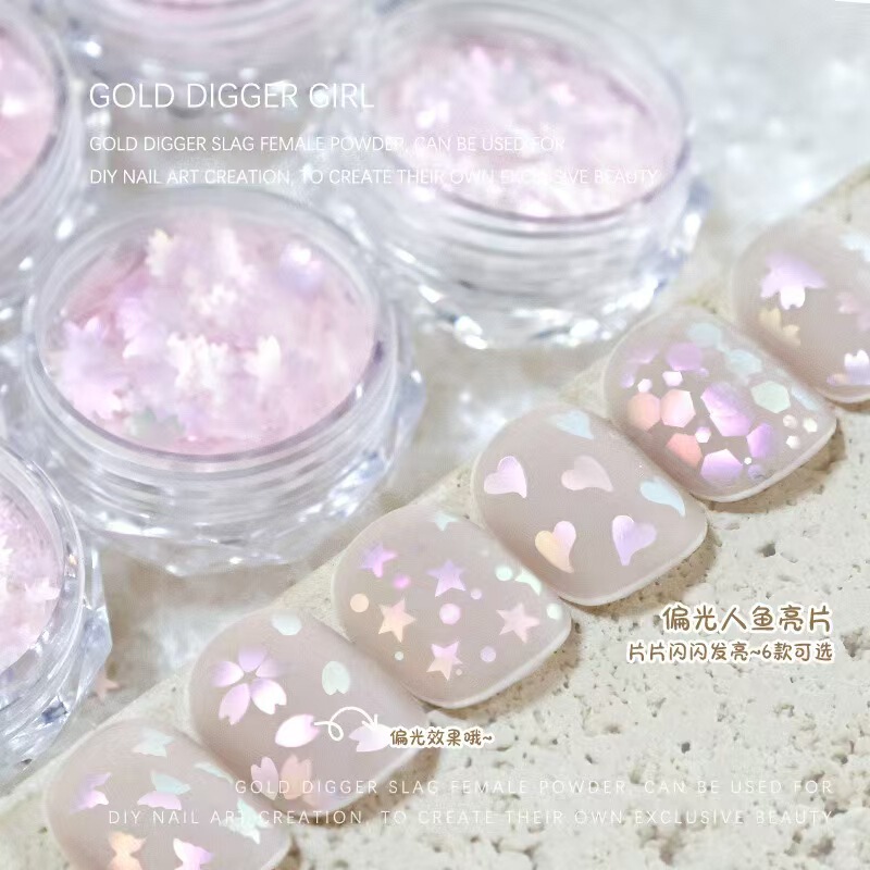 Internet Celebrity Manicure Polarized Sequins Cherry Blossom Petals Butterfly Stars Thick and Thin Mixed Glitter Mermaid Aurora Handmade Material Internet Celebrity Manicure Polarized Sequins Cherry Blossom Petals Butterfly Stars Thick and Thin Mixed Glitter Mermaid Aurora Handmade Material