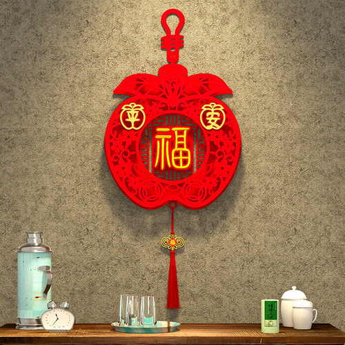 2024 Year of the Dragon New Year decoration fan-shaped blessing stickers on the door high-end Chinese knot atmosphere layout indoor living room high-end