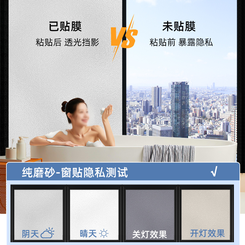 玻璃防窥贴纸窗花纸窗户免胶膜浴室卫生间隐私透光不透明遮光磨砂|undefined