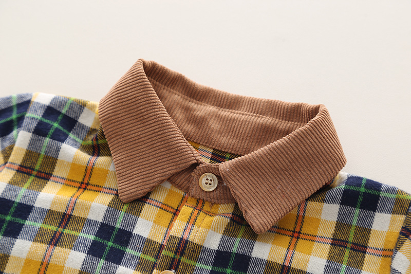 Muchachos otoño nuevo de alta calidad de doble cara de algodón puro cepillado moda fresca de moda camisa de manga larga ropa de otoño primera ropa para niños