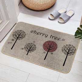 亚麻地垫细麻空变丝新款吸水防滑不卡门入户口地垫地毯耐磨小清新