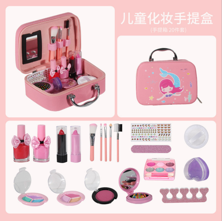 Cross-border children's cosmetics vanity set, realistic girl dollhouse makeup toy, portable backpack