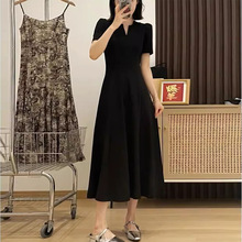 法式赫本风黑色连衣裙2024年新款夏气质名媛高端女神范高级感长裙