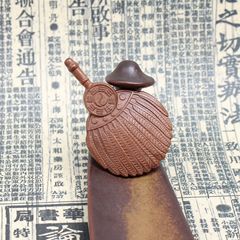 Lightning struck jujube wood bagua Zhuge Liang feather fan pendant old material dark finely carved Taoist instrument that can be worn with a rope