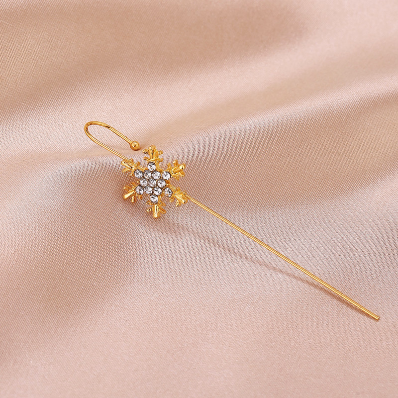 Nuevo estilo europeo y americano estilo frío diamante incrustado gancho para la oreja personalizado piercing oreja pin hembra rayo hoja oreja clip oblicua línea oreja espárragos