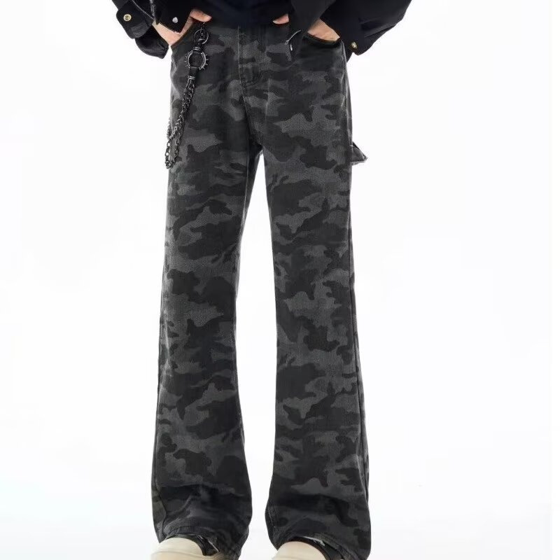 Cross-Border Camouflage American Street Logging Pants Wide-Leg Drape Handsome Men's and Women's Summer Camouflage Work Jeans