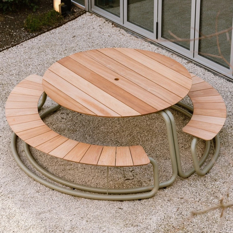 Mesa y sillas de patio al aire libre Mesa de ocio balcón al aire libre Jardín al aire libre Diseño Café Mesa redonda Calle comercial image 1