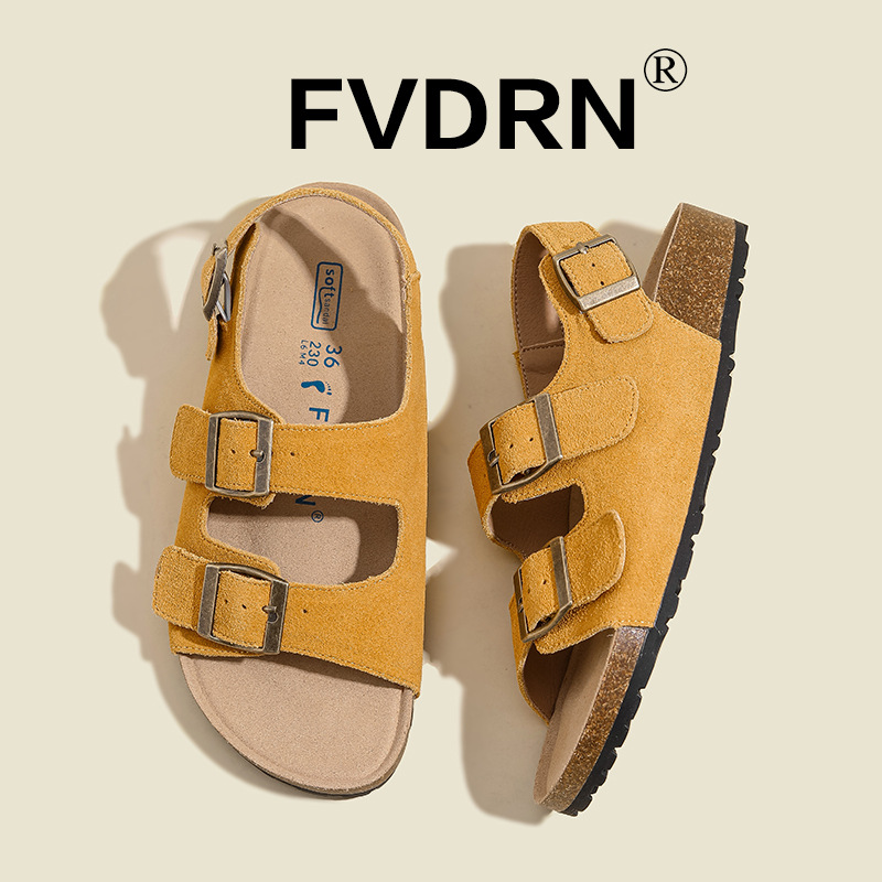 Todo cuero ~ Buckener plataforma zapatos de mujer 2025 verano nuevo estilo Velcro vintage zapatos romanos sandalias Boken