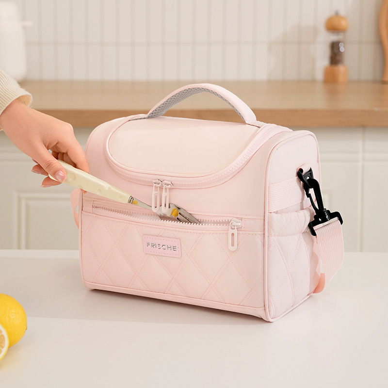 Nueva bolsa de almuerzo portátil de oficina bolsa de almuerzo de estudiantes bolsa de aislamiento térmico al aire libre bolsa de hielo de cubierta curva