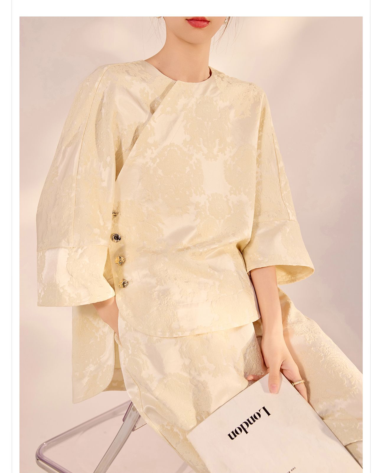 Bộ áo chân váy phong cách Trung Quốc mùa xuân hè chất liệu rayon rộng rãi — Áo, Váy nửa chi tiết 2