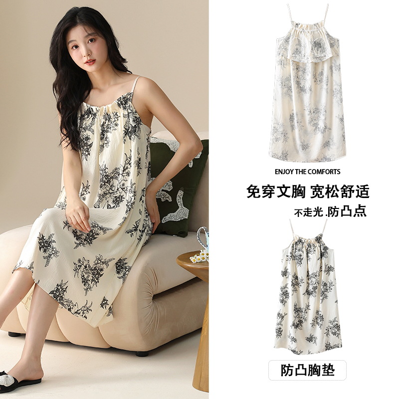 Pijama de mujer 2025 nuevo verano cabina con cojín de pecho en una mujer verano hermoso pijama de mujer de verano sexy