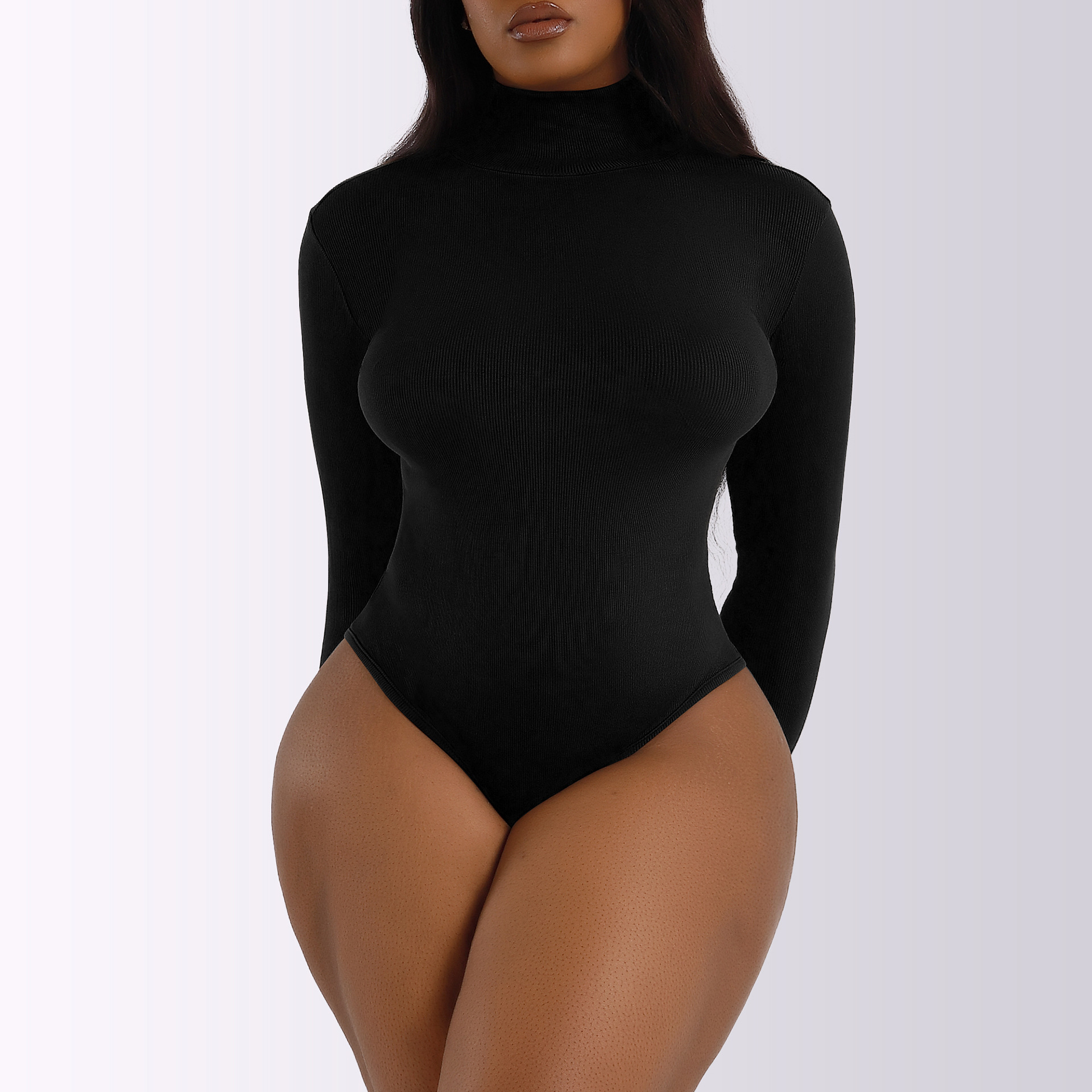 Body de Mujer para Otoño e Invierno, Estilo Europeo y Americano, Cuello Alto, Manga Larga, Ajustado