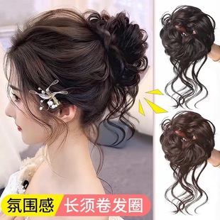 Factory Direct Sales Long Beard Ball Head Wig Bun Grab Clip Style Fluffy Natural Hair Tie Bride Cocktail Hair Tie