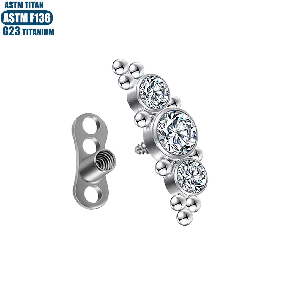 Silver pointed spike labret stud material detail