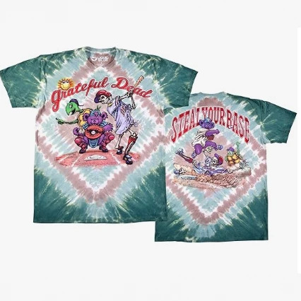 Popular foreign trade item Grateful Dead crew neck T-shirt with skull bear baseball print, loose fit and quick-drying Popular foreign trade item Grateful Dead crew neck T-shirt with skull bear baseball print, loose fit and quick-drying