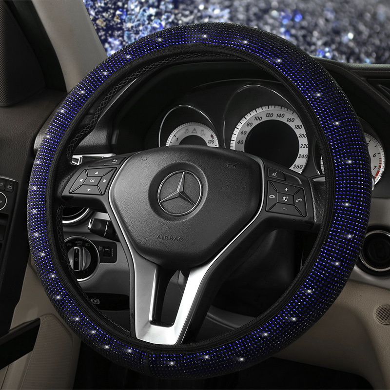 Nuevo coche volante cubierta primavera y verano completo diamante rhinestone perforación caliente sin anillo interior cubierta de la rueda de dirección transfronteriza Amazon