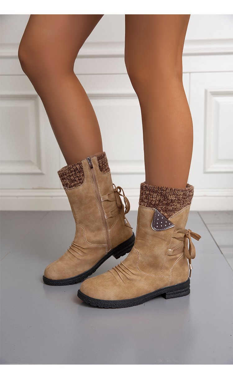 Large Size Short Boots Women Fashion Explosion Outer Boots Women Solid Color Low Heel Short Boots_voghion.com