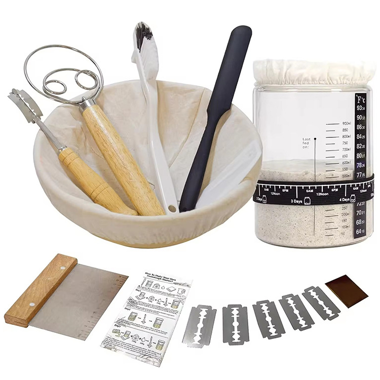 跨境热销酸面包发酵瓶烘培用品大口罐带刻度玻璃罐子发酵面团带盖