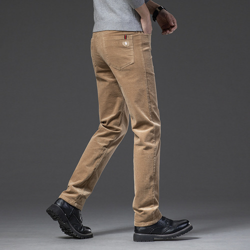 Men's Thickened Autumn and Winter Corduroy Pants, Trendy Tailored Straight Leg Loose Fall Linen Men's Casual Pants
