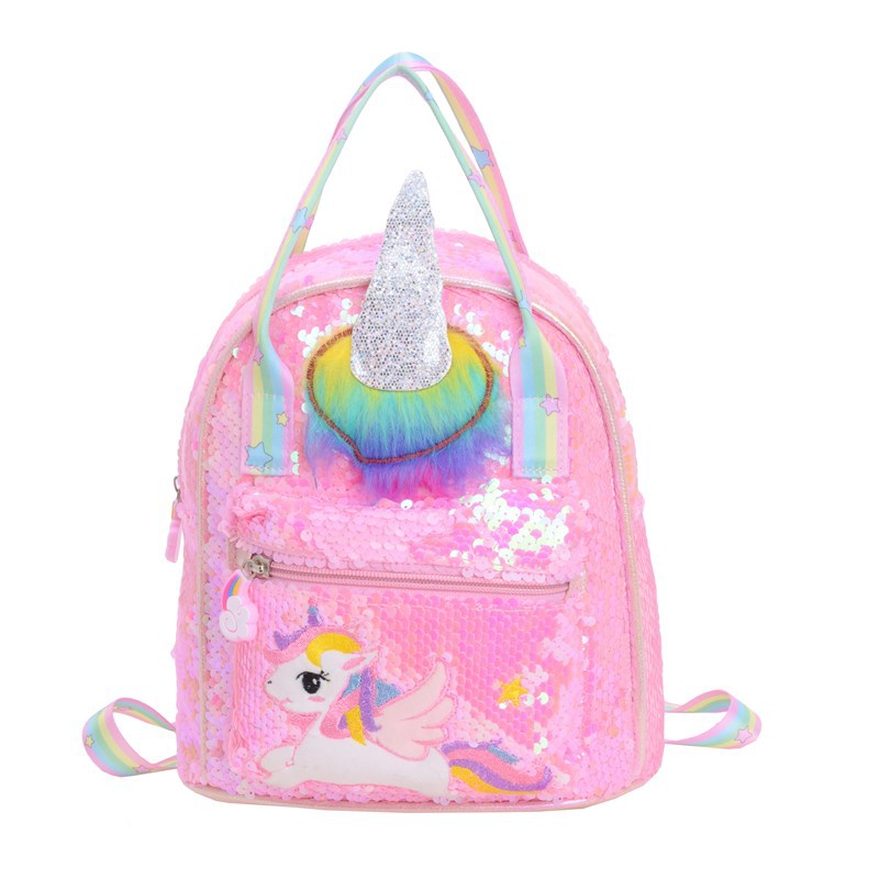 Mochila de niña con lentejuelas de moda Dibujos animados lindo pony jardín de infantes mochila para bebé nueva mochila para niños marea