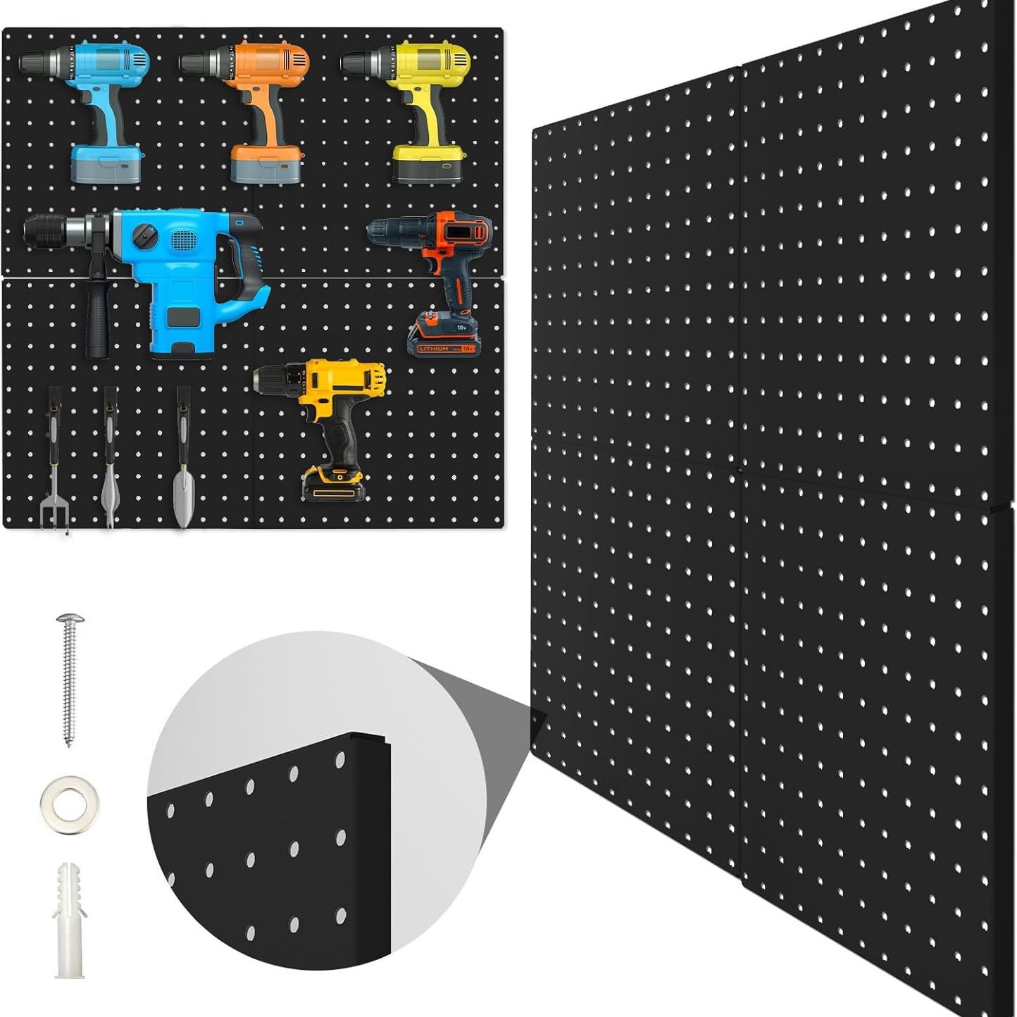 Organizador de Tablero Perforado de Metal para Pared de Metal Resistente para Garaje y Cocina