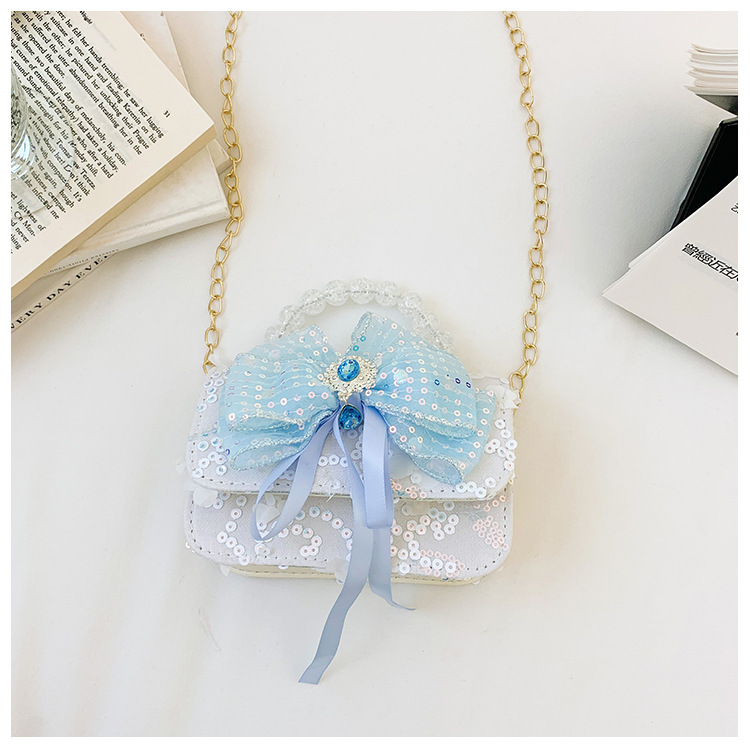 Fantástico arco de encaje princesa mochila lindos carteles animados niños bolsos de hombro bolsos de perlas de dibujos animados