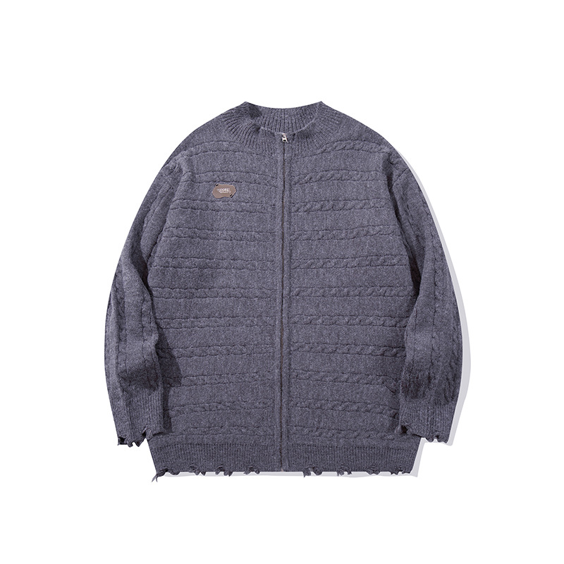 YWFG mujeres americanas retro cardigan 2024 otoño nuevo pareja alta versátil cuello redondo manga larga jersey