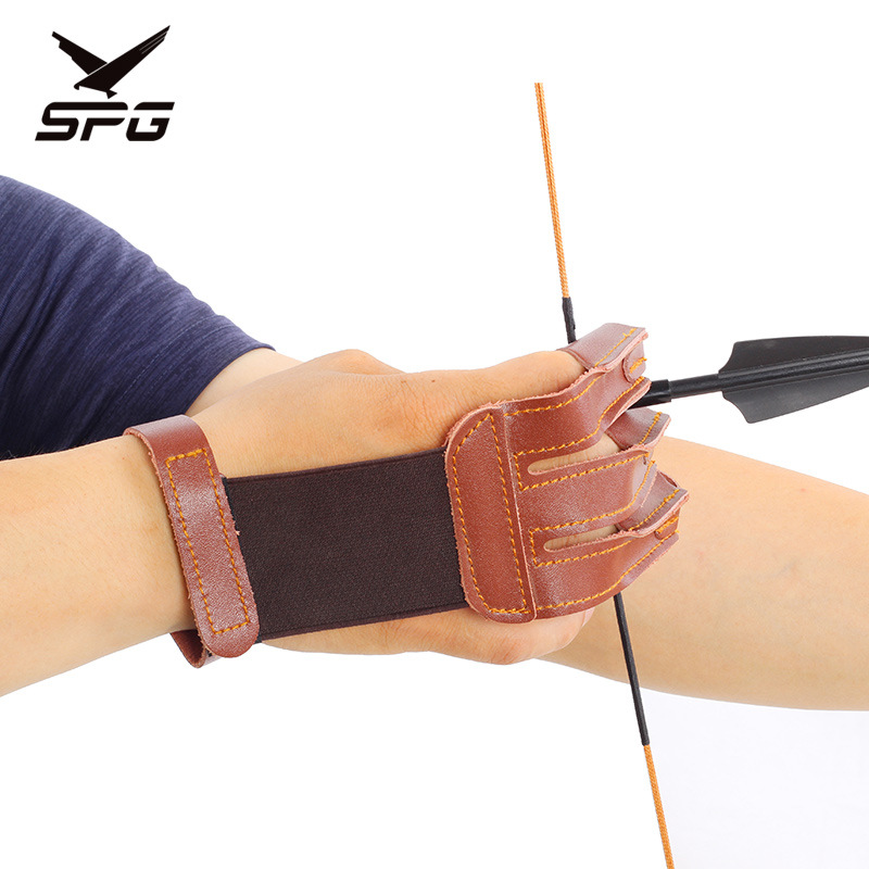 弓箭射箭护具三指护指 传统美猎反曲弓手指手套 护指训练拉弓配件