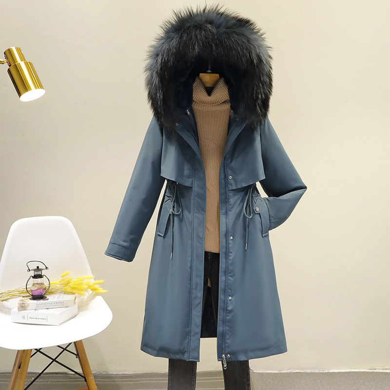 Winter Women's Long Parkas Cotton-Padded Women's Long Winter Detachable Parka Jacket