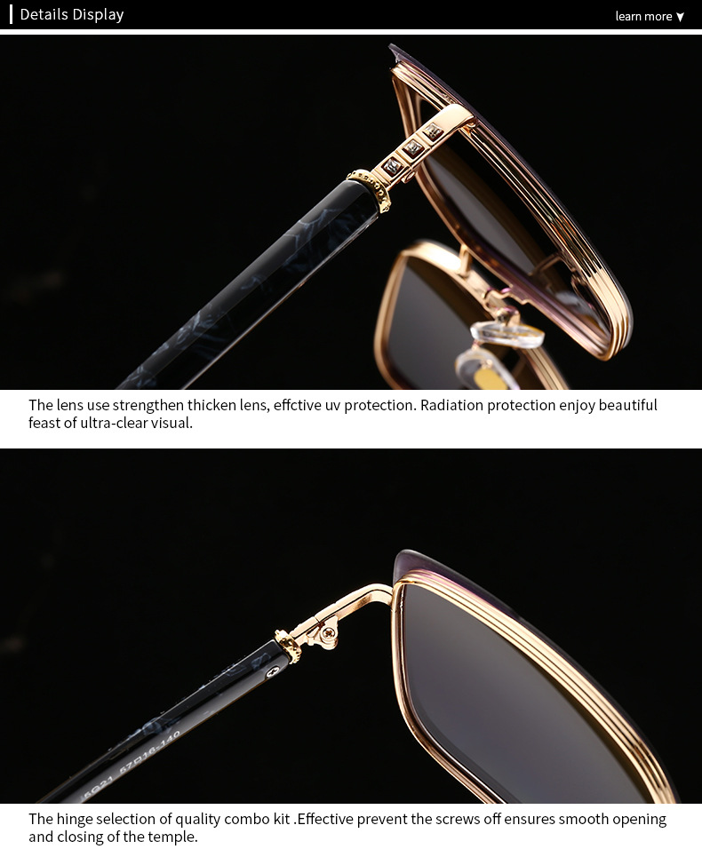 European and American Modern Retro Sunglasses High-end Women's INS Sunglasses All-match Fashionable Metal Sunglasses 5G21_voghion.com