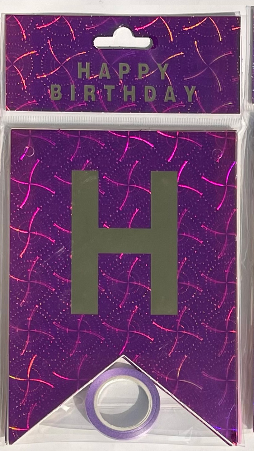 HAPPY BIRTHDAY fiesta de cumpleaños en inglés diseño diagonal de bandera de cola de mermaid letras banderas de color