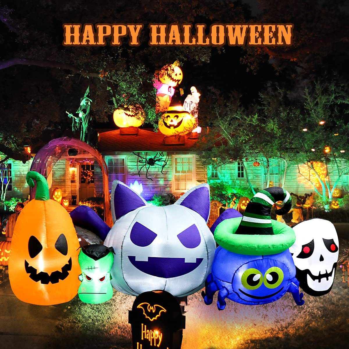 Cruzar la frontera de Halloween inflable calabaza cráneo cinco monstruo inflable MODELO DE Halloween patio interior y exterior inflable modelo Decoración