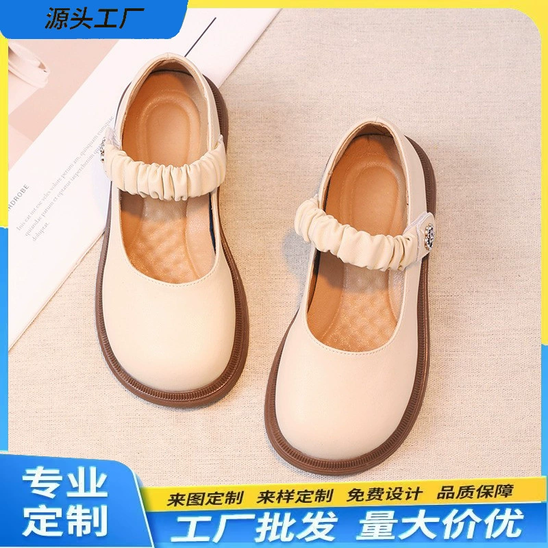 Весенние и осенние маленькие кожаные туфли для девочек, туфли принцессы для выступлений в кампусе, детские простые однотонные легкие кожаные туфли на мягкой подошве в британском стиле