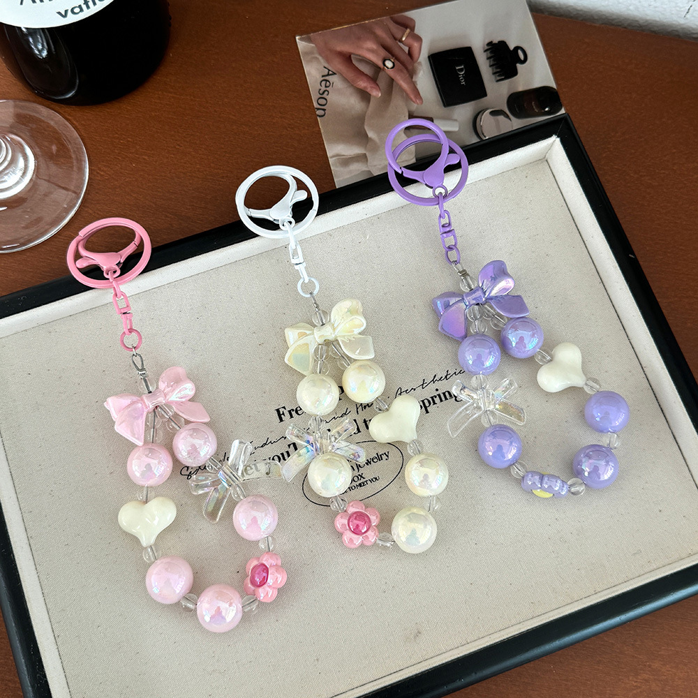 Arco de cuentas colgante llavero colgante decoración estrella de cinco puntas colgante caso de teléfono móvil colgante bolso de mujer colgante red