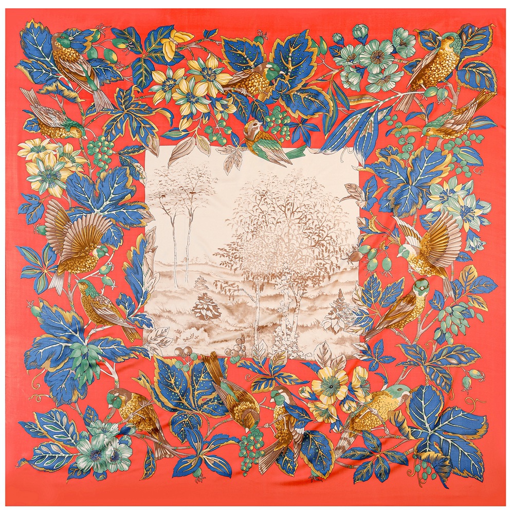 150g Weight Silk Scarf Classification Daily Occasion Polyester Material Plant Pattern All Seasons Season Women's Gender Elegant Style Women's Elegant Plant Polyester Silk Scarf 2