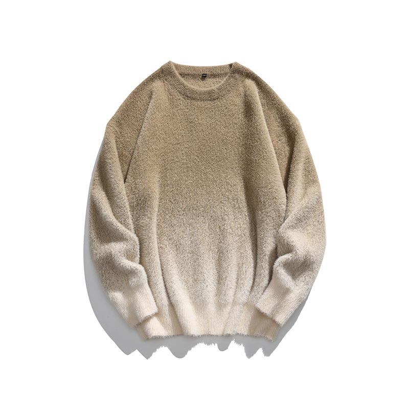 Retro winter design knitted sweater with a round collar