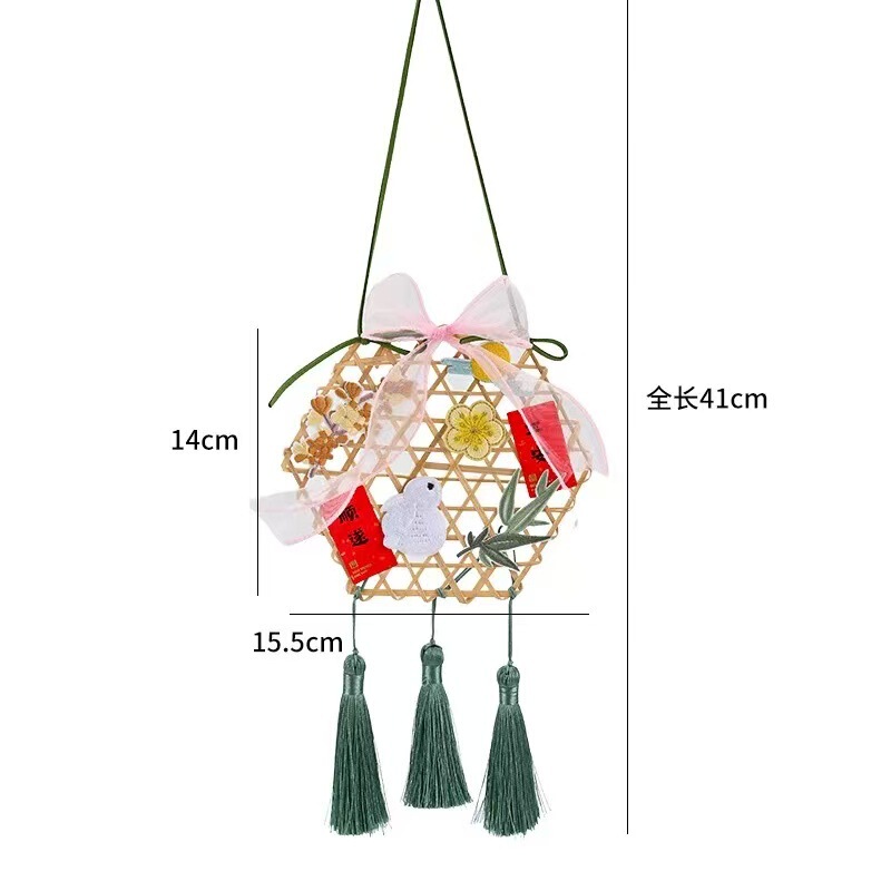 中秋节竹编手工小灯笼编织兔子圆形国风儿童手提灯笼花艺装饰材料|undefined