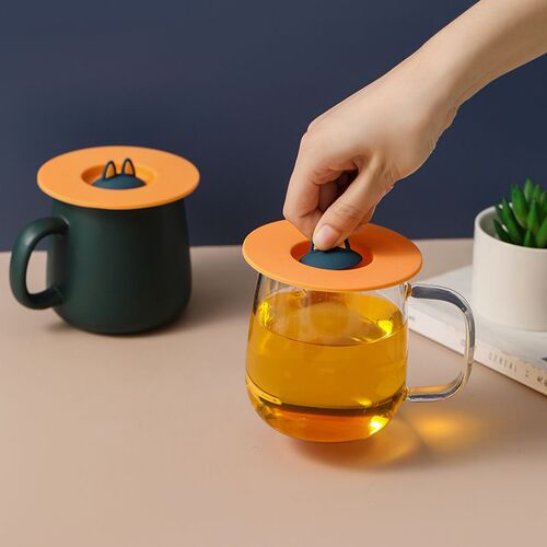 Silicone cup lid, cute kitten ears mug lid, can hold spoon, Japanese and Korean color universal water cup lid sold separately