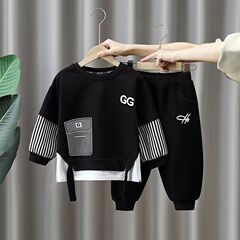 男の子スーツ春と秋 2025 新しい子供のハンサムなファッション服トレンディなベビー春インターネットセレブスタイルスウェットシャツ
