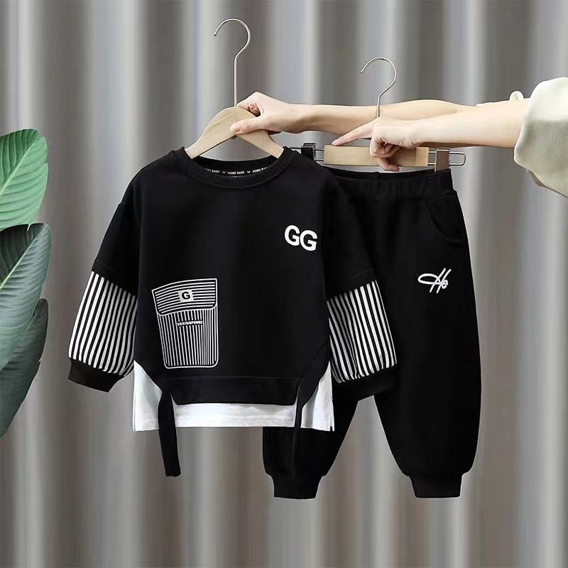男の子スーツ春と秋 2025 新しい子供のハンサムなファッション服トレンディなベビー春インターネットセレブスタイルスウェットシャツ|undefined