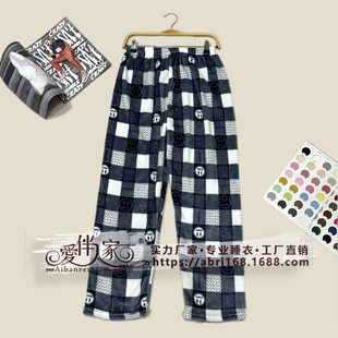 (Wholesale), coral velvet flannel demi-season keep warm trousers for leisure, increased thickness, for middle age