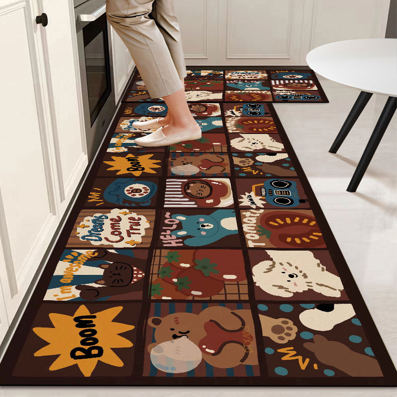 Alfombra de dibujos animados para las cuatro estaciones, lavable a máquina, alfombra de cocina, alfombra de baño, alfombra de entrada, alfombra resistente a las manchas, alfombra de entrada, alfombra para puerta, transfronteriza